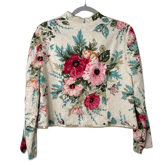 Vintage Y2k J. Jill Re: Crafted Floral Eyelet Zip Jacket Romantic Shabby Chic SP - Picture 2 of 12